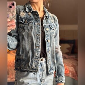 Women's Distressed Denim Jean Jacket
